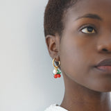 Pearl Hoop Earrings Cherry