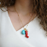 Vintage Coral Turquoise Necklace Crete