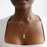 Silver-Gold Teddy Bear Necklace