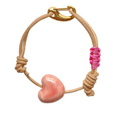 Ceramic Heart Leather Bracelet