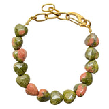Unakite Heart Bracelet