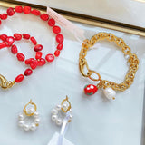 Pearl Murano Glass Strawberry Bracelet