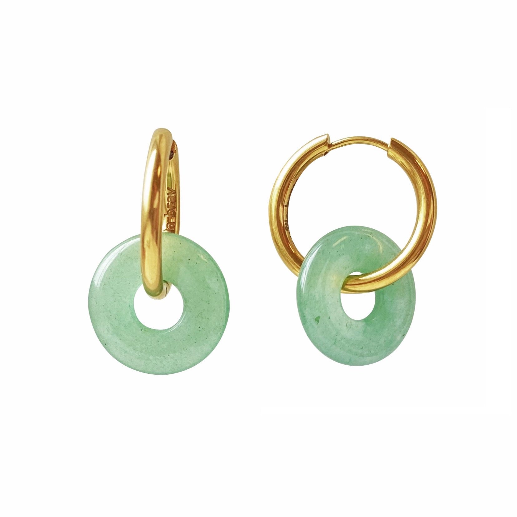 Jade Gemstone Donut Hoops Curt – Smilla Brav - Main Image