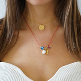 Evil Eye Pearl Necklace Kaira with Initial