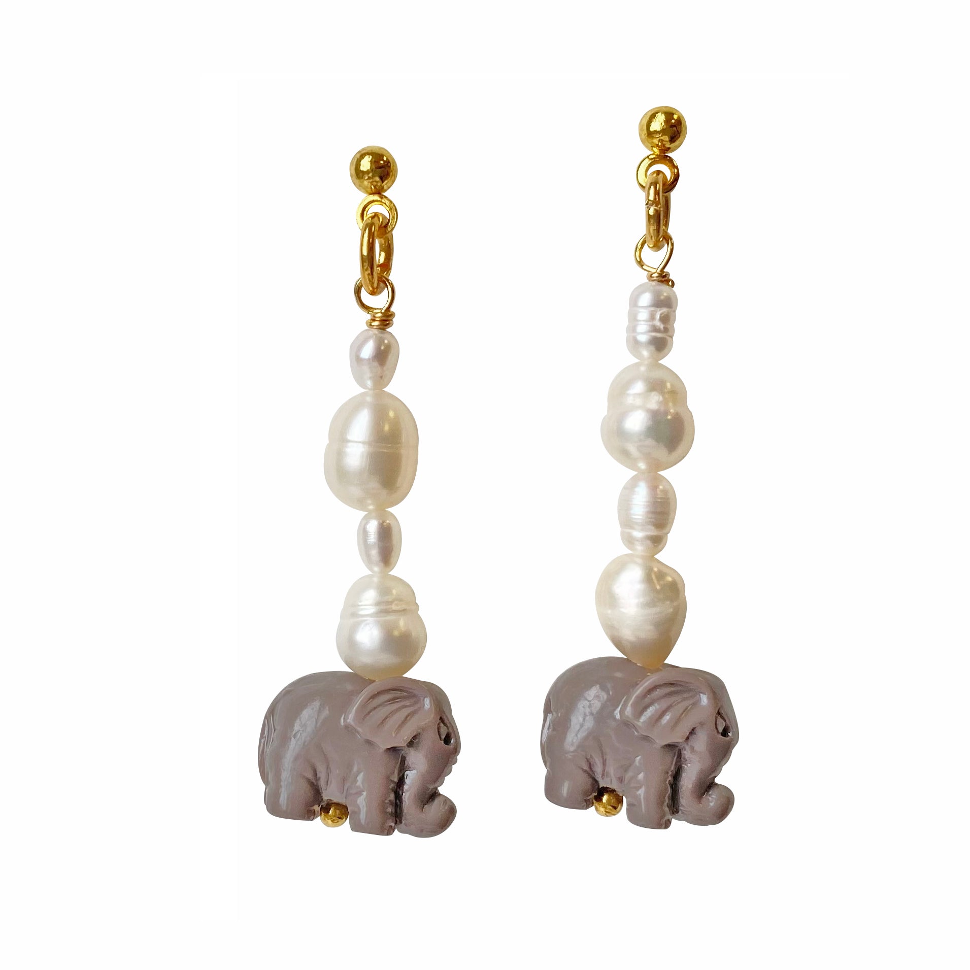 Elephant Pearl Dangle Earrings – Smilla Brav