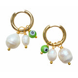 Evil Eye and Pearl Hoop Earrings Tina