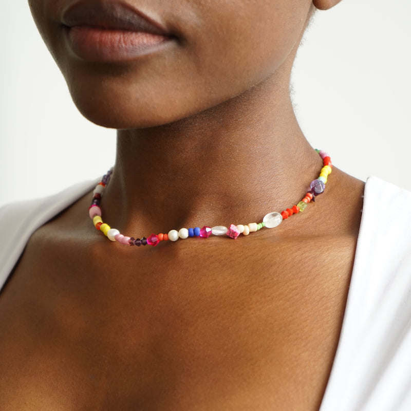Gemstone Pearl Necklace Positano