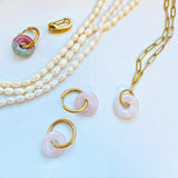 Rose quartz Hoop Earrings Rosa