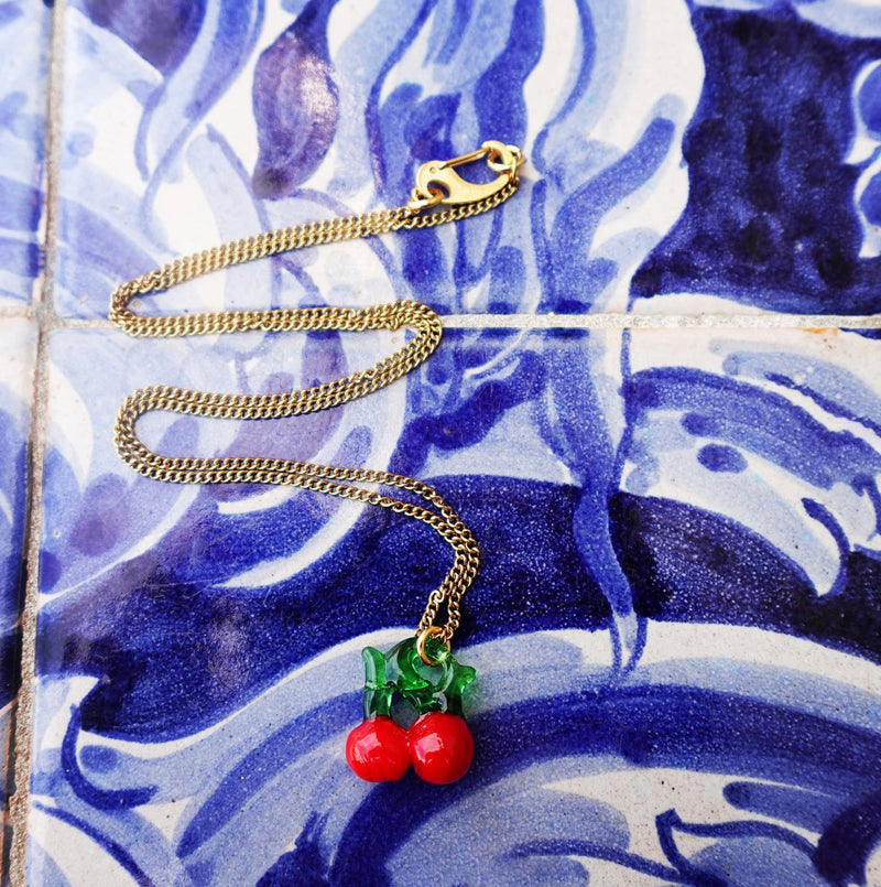 Murano Glass Cherry Necklace