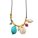 Cowrie Pearl Turquoise Necklace Kaira