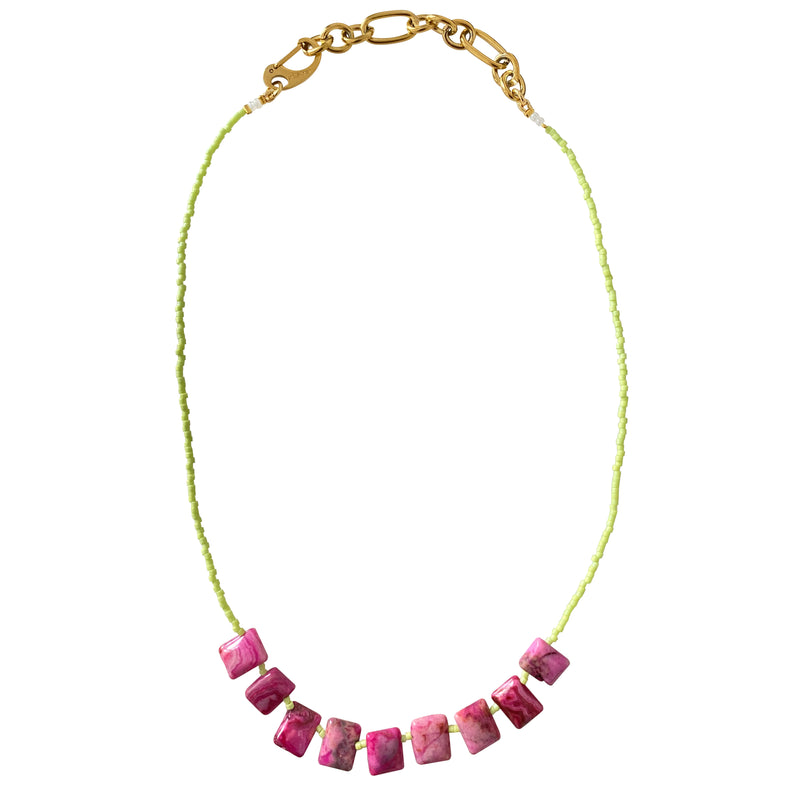 Pink Agate Necklace Trinity