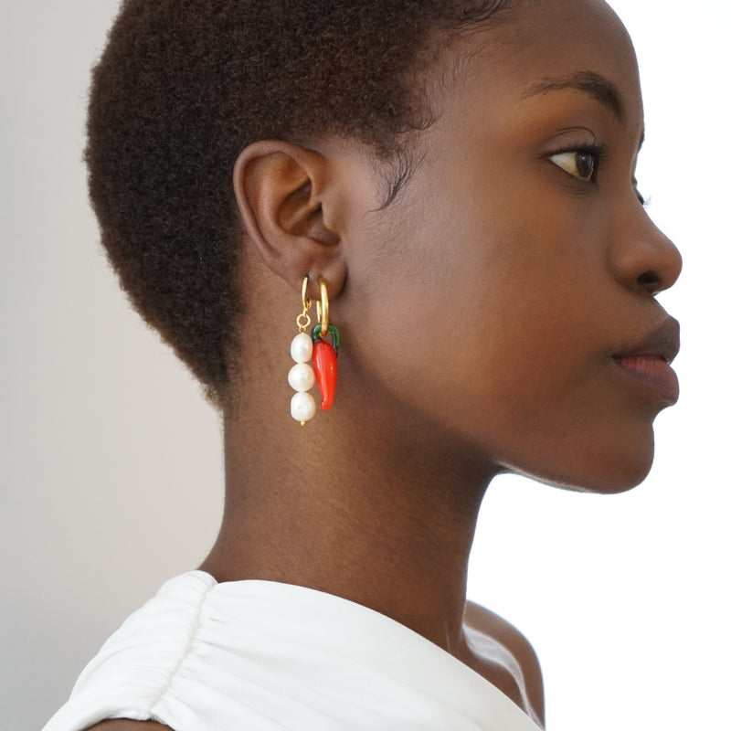Murano Glass Chili Hoop Earrings