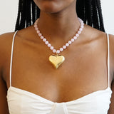 Necklace Rebel Heart Rose Quartz
