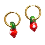 Murano Glass Strawberry Hoops