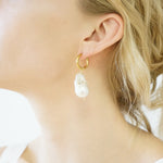 Rose quartz Baroque Pearl Hoop Earrings Claude