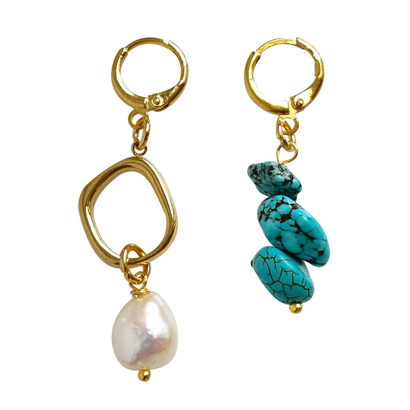 Turquoise Pearl Earrings Paris