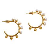 Pearl Hoop Earrings Jade