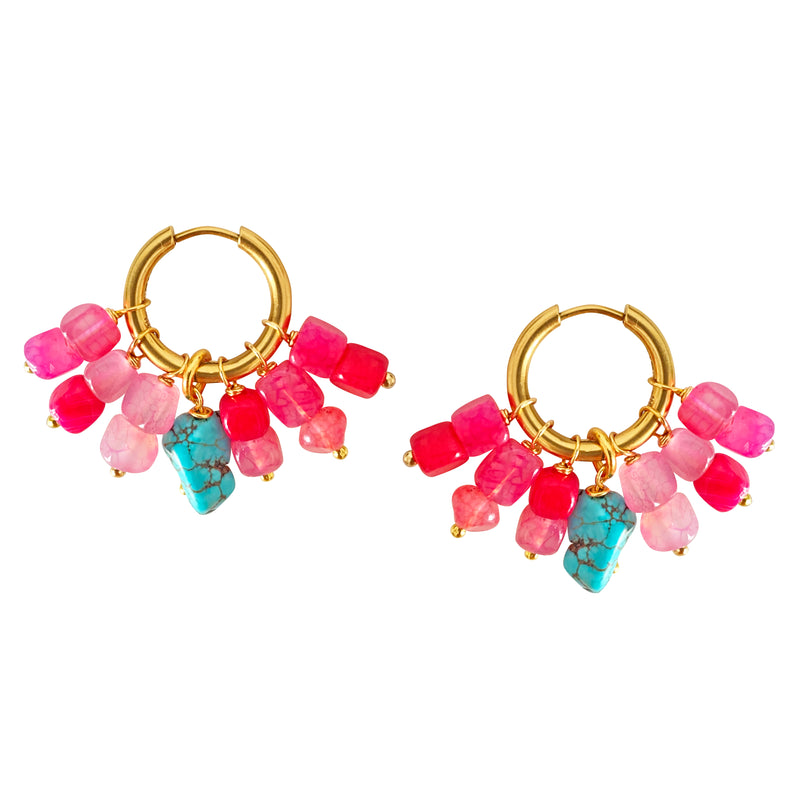 Pink Agate Hoop Earrings Kendall