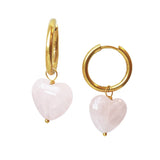 Rose quartz Heart Hoop Earrings Laura