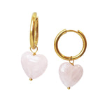 Rose quartz Heart Hoop Earrings Laura
