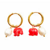 Red Elephant Hoop Earrings