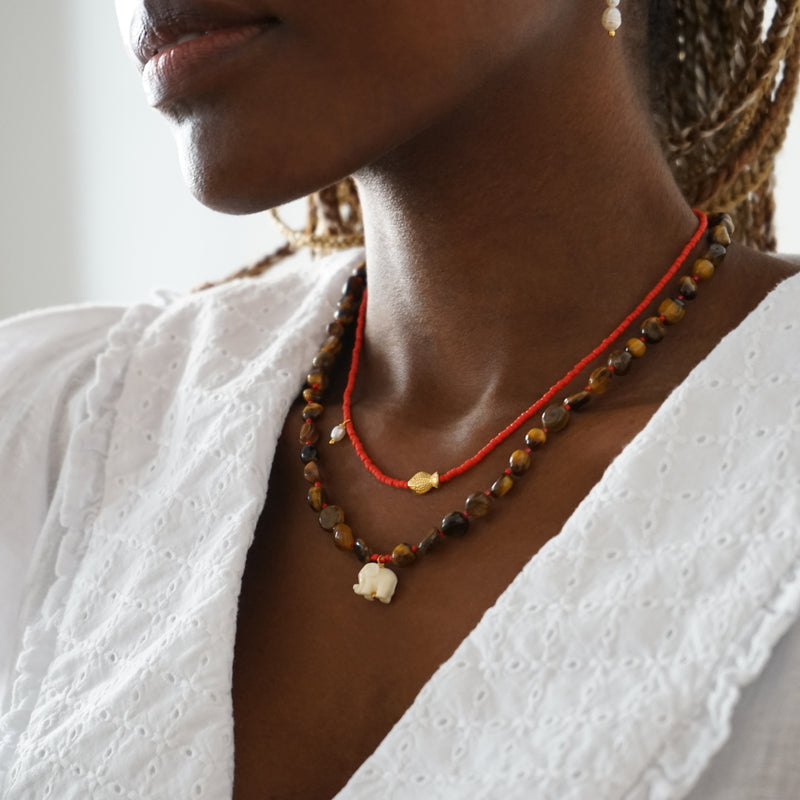 Tiger Eye Elephant Necklace Simson