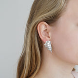 Silver Half Leaf Earrings