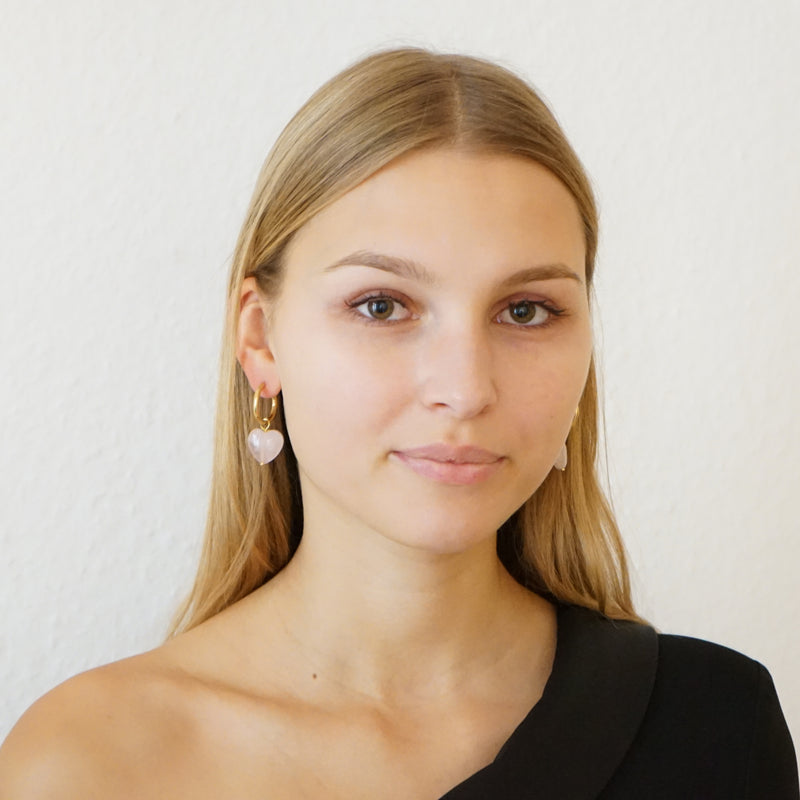 Rose quartz Heart Hoop Earrings Laura