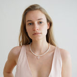 Rose Quartz Heart Pendant Pearl Necklace Lauren