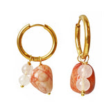 Hoop Earrings Honey Jasper and Rose Quartz Symi