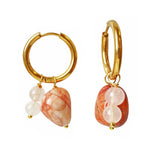 Hoop Earrings Honey Jasper and Rose Quartz Symi