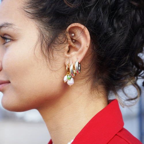 Evil Eye and Pearl Hoop Earrings Tina