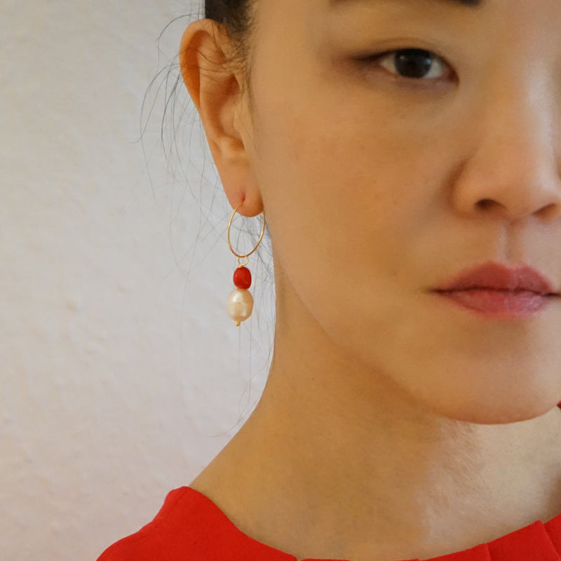 Turquoise Pearl Hoop Earrings Jamie