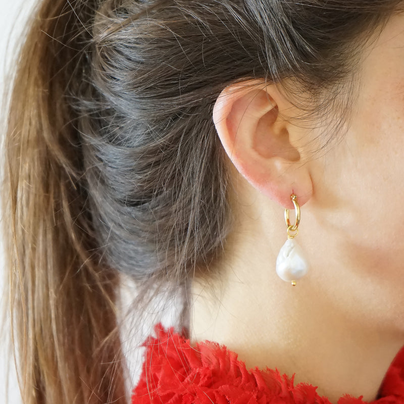 Hoop Earrings Baroque Pearls Kira