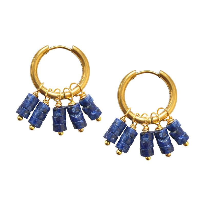 Lapis Lazuli Hoop Earrings Mavi