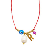 Evil Eye Pearl Necklace Kaira with Initial