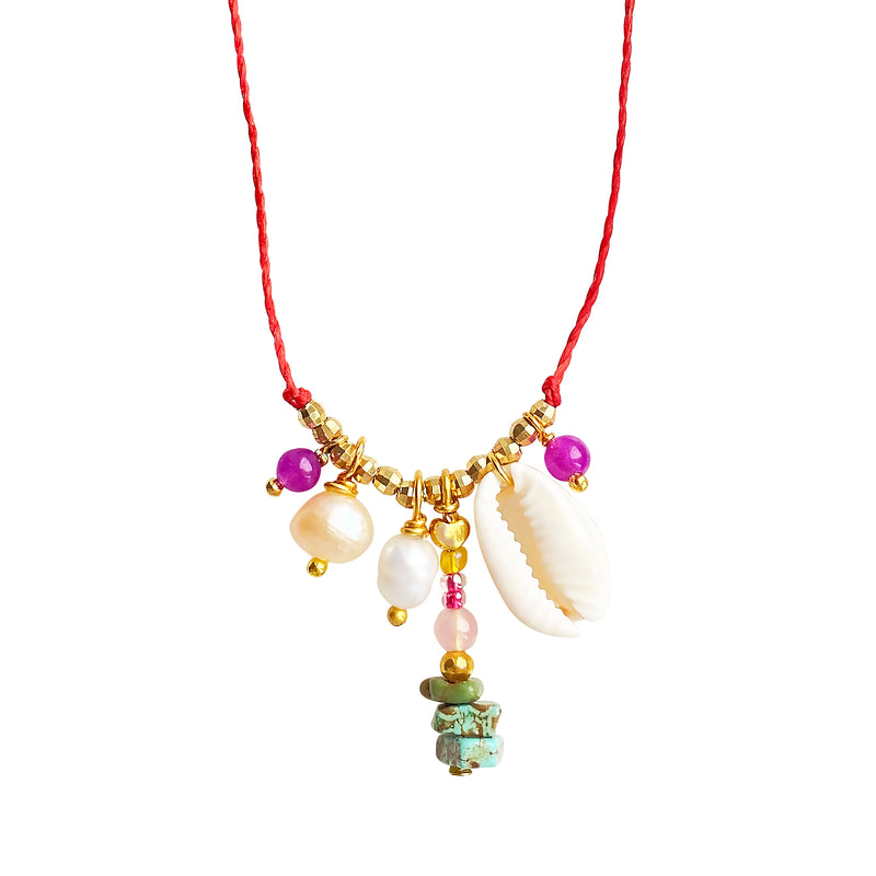 Cowrie Pearl Turquoise Necklace Kaira