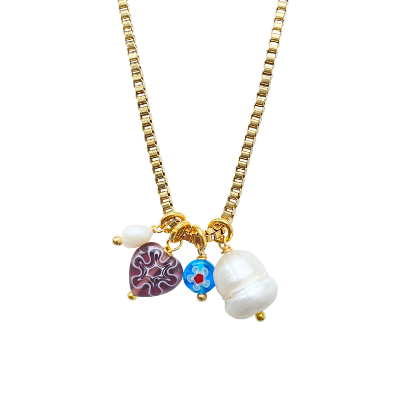 Millefiori Pearl Chain Necklace Kia