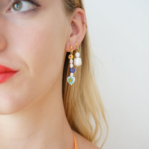 Millefiori Pearl Earrings Sophie