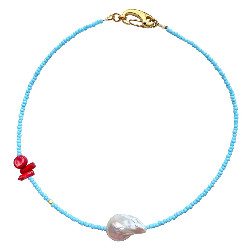 Baroque Pearl Coral Necklace Milas