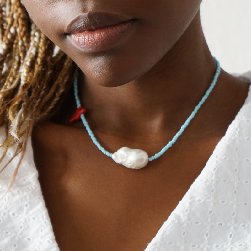 Baroque Pearl Coral Necklace Milas