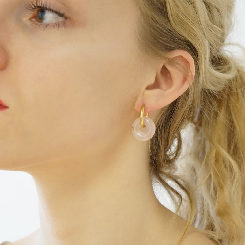 Rose quartz Hoop Earrings Rosa