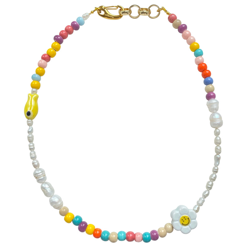 Pearl Smiley Necklace Sunflower