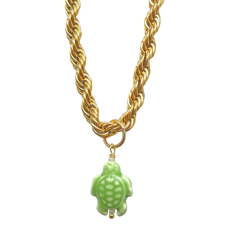Ceramic Turtle Bold Chain Necklace Wild Life