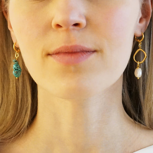 Turquoise Pearl Earrings Paris