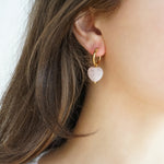 Rose quartz Heart Hoop Earrings Laura