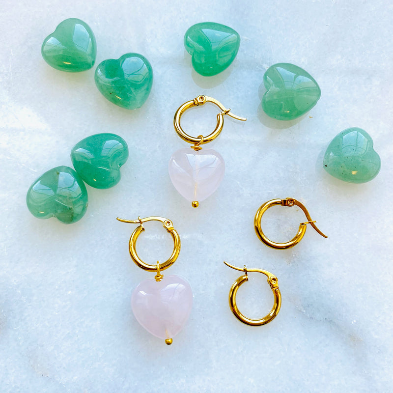 Rose quartz Heart Hoop Earrings Laura
