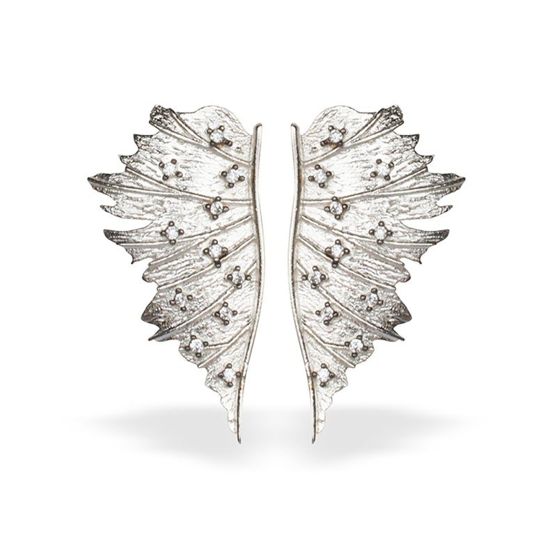 Silver Half Leaf Earrings