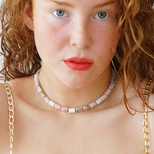 Pink Opal Necklace Mio