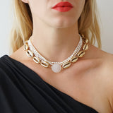 Shell Rose Quartz Necklace Capri